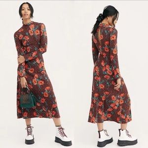 Free People Floral Leopard Print Turtleneck Dress